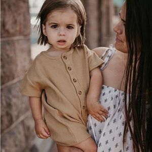 The simple folk the Explorer organic waffle playsuit / jumper / romper 9-12M